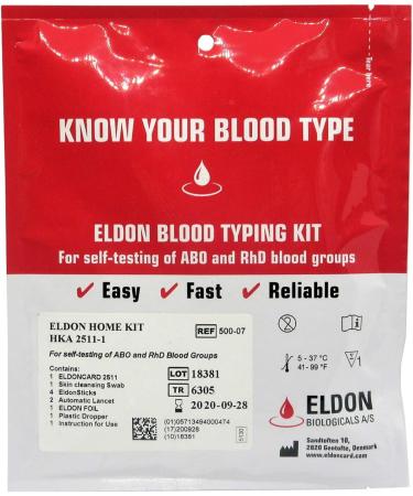 Blood Type Kit - 2 Pack with Eldoncard, Lancet, Gauze, Alcohol Wipe, Micropipette - Buy Online on GoSupps.com
