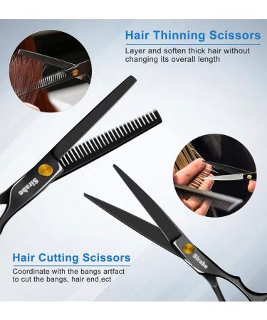 10 PCS Sirabe Hair Cutting Scissors Set - Professional Haircut & Thinning Scissors Kit with Comb, Cape, Clips - Black Hairdressing Shears for Barber, Salon & Home - Buy Online on GoSupps.com