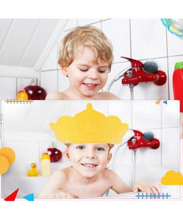 Baby Shower Cap Shield Waterproof Safety Soft Silicone Kids Bathing Shampoo Hat Adjustable Cute Crown Pattern Shower Cap for 0-9 Years Old Children Boys Girls Eye and Ear Protection (Yellow) - Buy Online on GoSupps.com