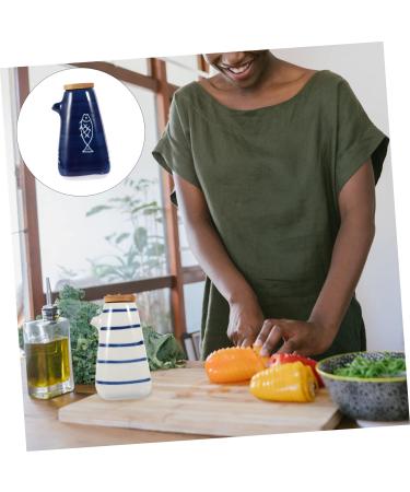 HOMSFOU 5pcs Kitchen Sauce Bottle Glass Ceramic Olive Oil Dispenser Oil Pot Can Containers with Lids Salad Oil Salad Dressing Container Seasoning Holder Condiment White Small Tools 13X7.5X4.3CMx5pcs Whitex5pcs - Buy Online on GoSupps.com