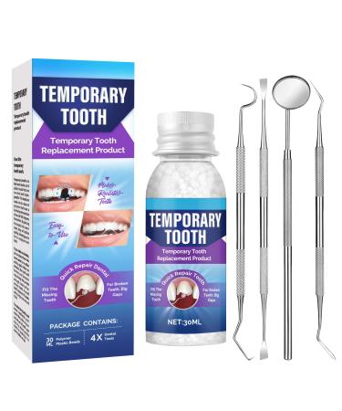 QQCherry Tooth Repair Kit, Temporary Teeth Replacement Fixing The Missing and Broken Replacements,with Mouth Mirror, Tartar Scraper, Dental Probe,Regain Confidence Smile Blue