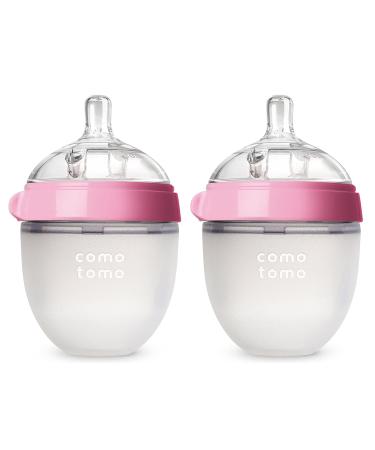 Comotomo Baby Bottle  Pink  5 Ounce  2 Count (Pack of 1)
