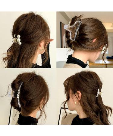 BAHABY Large Pearl Hair Clips for Women - 6 Pack Styling Claw Clips for Thick Hair, Strong Hold Non-slip Hair Accessories in Champagne - Perfect Gift for Friends & Family - Buy Online on GoSupps.com