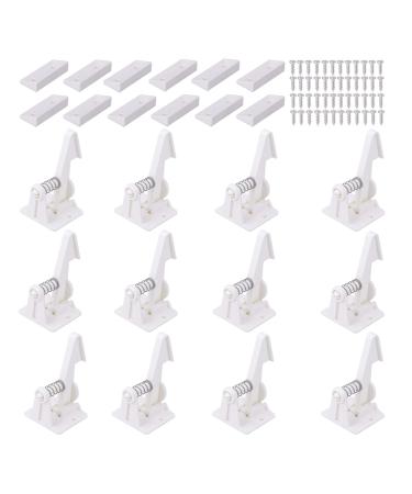 Child Safety Cabinet Locks Latches - 12 Pack,Kids Baby Proofing Lock Child Proof Drawer Locks - Cupboard Hidden Latch - Adhesive,Door Spring Lock - No Tools,Drill (White)