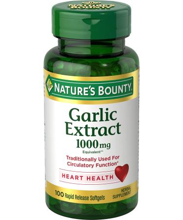 Nature's Bounty Garlic Extract 1000 mg Softgels 100 ea (Pack of 2)