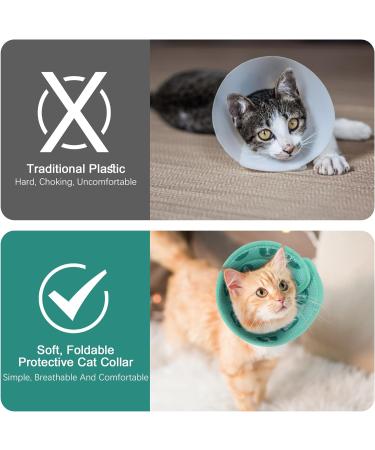 Deaguid Adjustable Cat Cone Collar Soft Large Foldable Cat Recovery Collars & Cones Elizabethan Pet Recovery Collar Cat and Small Dog for Surgery and Lnjuries (Green L) - Buy Online on GoSupps.com