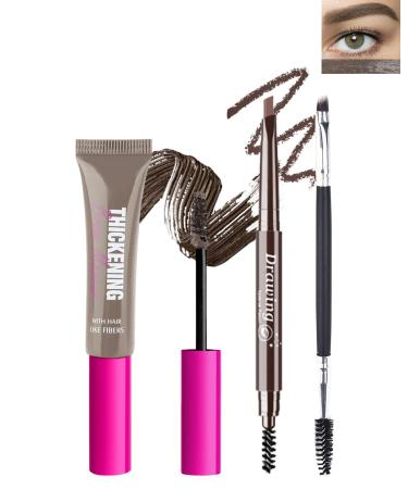 Tinted Brow Gel Kit-1 Blonde Tinted Eyebrow Mascara Gel & 1 Eyebrow Pencil Dark Brown Waterproof Thickening Long Lasting Transfer-Proof Brow Glue Fill Shaping Eyebrow with Brow Tool & Brush-Set 2 Set 2 Cool Blonde