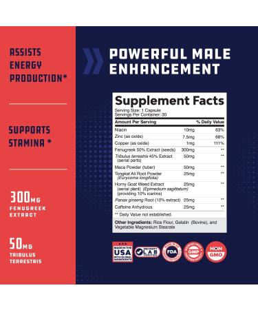 Natural Male Enhancement Supplement with Maca Root, Fenugreek Extract, and Tongkat Ali - Boost Energy and Drive, Stamina Booster - Buy Online on GoSupps.com