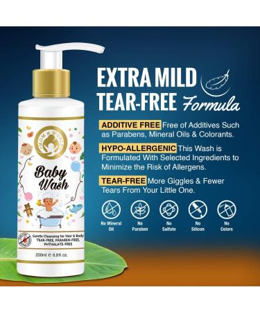 Mom & World Baby Wash - Tear Free Gentle Cleansing for Hair & Body | 200ml Safe & Soothing Baby Wash - Buy Online on GoSupps.com