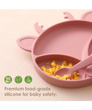 ROCCED Silicone Baby Feeding Set - Toddler Dish Set with Suction Plates, Spoons, Bowls, Bibs, Cups & Placemat - Baby Led Weaning Supplies for First Stage Solid Food Eating - 6M+ (Pale Mauve) - Buy Online on GoSupps.com