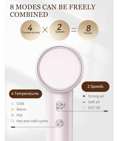 ANLAN Ion Hair Dryer - 120 000 RPM Brushless Motor 100 Million Negative Ions Quick Drying & Intelligent Temperature Control - Ideal for Home Salon & Travel in Pink & White - Buy Online on GoSupps.com
