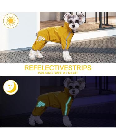 Dog Waterproof Raincoats Adjustable Drawstring Outdoor Puppy Raincoat Poncho Pet Hooded Waterproof Reflective Rain Coat for Small Medium Dogs (Yellow L) Large Yellow - Buy Online on GoSupps.com