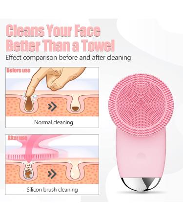 Rechargeable Silicone Facial Cleansing Brush - Waterproof 5 Strengths Perfect for Deep Cleaning & Exfoliating - Ideal Gift for Women - Pink - Buy Online on GoSupps.com