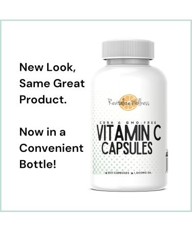 Revitalize Wellness Vitamin C Capsules | Pure Corn & GMO-Free | 1000 mg Vitamin C Per Capsule | 200 Capsules - Buy Online on GoSupps.com