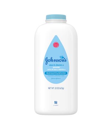 JOHNSON'S Pure Cornstarch Baby Powder with Aloe Vera & Vitamin E 22 oz (7 Pack) (Packaging May Vary)