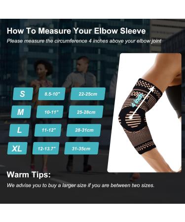 Fhmidic Copper Elbow Sleeve - Compression Brace for Tendonitis Tennis Elbow Arthritis & Pain Relief | Ideal for Weightlifting & Recovery - Large Size for Men & Women - Buy Online on GoSupps.com