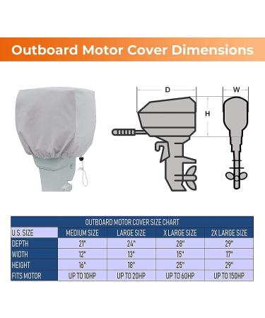 Primeshield Outboard Motor Cover - Waterproof 600D Heavy Duty Hood Cover for Up to 150HP Engines - XXL Grey - Buy Online on GoSupps.com