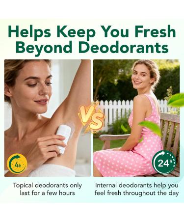 Body Deodorizing Supplement | 120 Vegan Capsules | Reduce Odor in Underarms Intimate Areas & Oral | Natural Internal Deodorant Chlorophyll Capsules for Women & Men - Buy Online on GoSupps.com