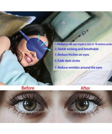 100% Silk Sleep Mask 2 Pack - Navy & Light Green - Soft Eye Cover for Sleeping - Blindfold for Women and Men - Travel Eyeshade with Elastic Strap - Buy Online on GoSupps.com