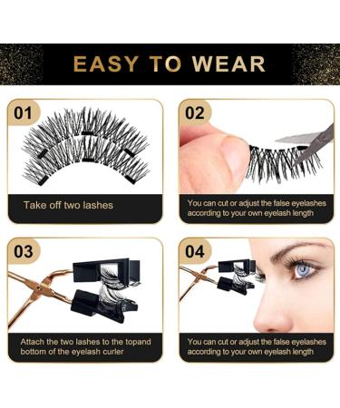 Magnetic Eyelashes Dual Magnetic False Eyelash Kit With Eyelash Curler Reusable False Eyelashes Contains 4 Pairs Natural 3d False Eyelashes Reusable&Waterproof No Adhesive Required Easy To Wear - Buy Online on GoSupps.com