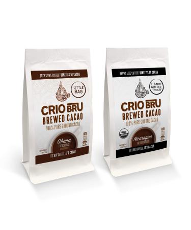 Crio Bru 2 Pack 133g 4oz Little Bag Ghana Bundle | 100% Pure Ground Cacao | Great Substitute to Herbal Tea and Coffee | Honest Energy | Keto Whole 30 Paleo Organic Non-GMO Kosher