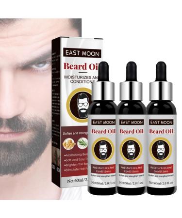 3 PCs Beard Growth Organic Care Oil Natural Beard Growth Serum Promotes Facial Hair Growth Moisturizes and Conditions Beard For Men Patchy Beard Growth