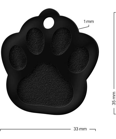 ENGRAVO Custom Black Dog Tag Paw - Personalized Engraving - Large 33mm for Pets - International Shipping Available - Buy Online on GoSupps.com
