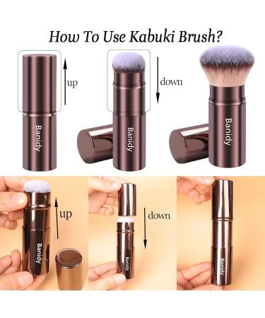 Makeup Brush Kabuki Face Brushes Retractable Travel Blush Brush Portable Flawless for Foundation Powder Blush Bronzer Buffing Liquid Cream Cruelty Free with Cover(Round-Head) - Buy Online on GoSupps.com