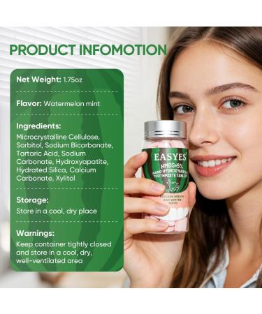 EASYES Probiotic Toothpaste Tablets with Nano Hydroxyapatite Fluoride-Free Tooth Tabs for Enamel Care & Fresh Breath Travel-Friendly Oral Care (Watermelon Mint) - Buy Online on GoSupps.com