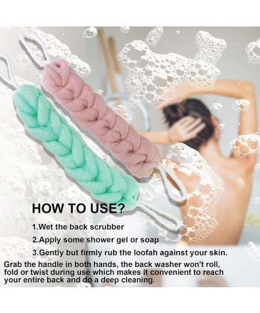 PHAO Long Loofah Back Scrubber for Shower Exfoliating - 21.5 Inch - 2 Pack Green and Pink Loofah Sponge for Women and Men - Buy Online on GoSupps.com