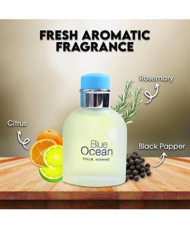 Blue Ocean Sensual Woody Fragrance for Men | Long Lasting Cologne Aromatic Scent Eau de Parfum Natural Spray - Great Holiday Gift 3.4 Fl Oz/100 Ml - Buy Online on GoSupps.com