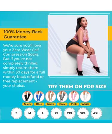 Zeta Wear Compression Stockings for Thick Calves - Comfortable Support Pain Relief & Swelling Prevention - Black Medium Size - Buy Online on GoSupps.com
