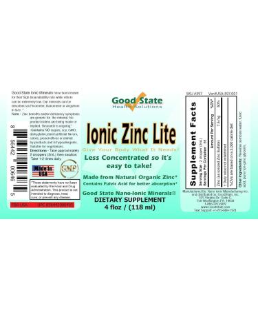 Good State Liquid Ionic Zinc Lite Supplement 397 4 fl oz 1 Count - Buy Online on GoSupps.com
