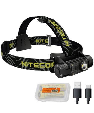 Nitecore HC60 V2 1200 Lumen USB-C Rechargeable Headlamp with 2X NL1834 and LumenTac Organizer (Cool White)
