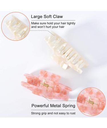 Big Claw Hair Clips - 3.3 Inch Tortoise & Pink Banana Hair Clips for Women & Girls - Strong Hold French Design Celluloid Leopard Print - 2 Packs, B.Bright Color - Buy Online on GoSupps.com