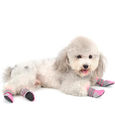 Zunea XL Dog Boots - Summer Slide-Resistant & Heat-Resistant Paw Protection Shoes for Small Dogs - Adjustable Reflective Soft Breathable Mesh (4 Pack) - Ideal for Hot Streets - Rose - Buy Online on GoSupps.com