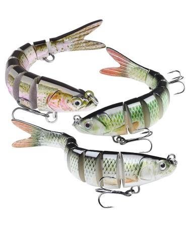 GOTOUR Fishing Lures, Full-Size Multi Jointed Swimbait, Slow Sinking Segmented Bass Fishing Lure, Swimming Fishing Lure Freshwater or Saltwater, Perch Pike Walleye striped Bass Lures, Fishing Bait Kit A-4"-0.4oz