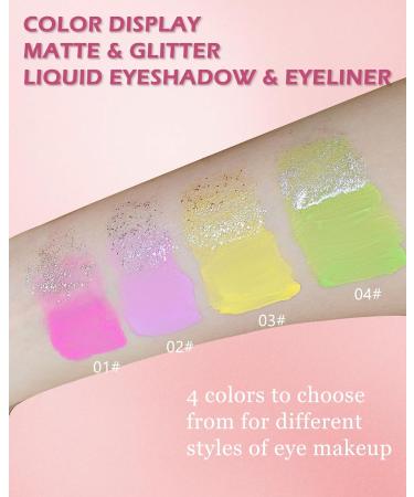4Pcs Liquid Glitter & Matte Eyeshadow Eyeliner Set 2-in-1 Cream Eyeshadow & Shimmer Liner Korean Sparkly Bling Eye Shadow with Pigmented Long Lasting Quick Dry Glue for Crystals Eye Makeup -Set B - Buy Online on GoSupps.com