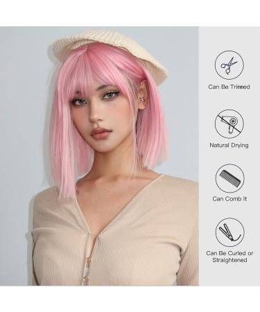 Shop Testar Pink Wig - 14 Inch Short Bob Wig for Women | Vibrant Synthetic Hair for Daily Wear & Cosplay - Buy Online on GoSupps.com