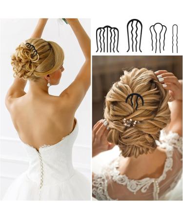 COMNICO 10 Pieces French Hair Side Twist Combs U Shaped Metal Hair Fork Clip Vintage Styling Teeth Hair Pins Stick Accessories for Updo Bun Women Girls Bridal Wedding Veil Fine Hair Fixer Tool - Buy Online on GoSupps.com