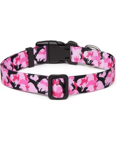 Suredoo Adjustable Dog Collar - Soft Comfort Nylon for Small to Large Dogs - Camo Pink (M: 33-55cm) - Buy Online on GoSupps.com