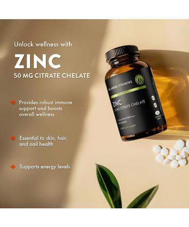 Mt. Angel Vitamins - Zinc Citrate 50mg - Zinc 50 mg Citrate Chelate - Natural Zinc Supplements Made in USA - 60 Vegetarian Tablets - Buy Online on GoSupps.com