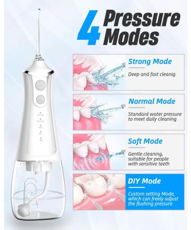 Portable Water Flosser - 4 Modes, Cordless, 5 Jet Tips, USB Rechargeable - Dental Teeth Cleaner for Home & Travel - Buy Online on GoSupps.com