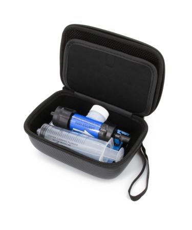 CASEMATIX Travel Case Compatible with Sawyer Mini Water Filter Squeeze Pouch Straw and Cleaning Plunger - Hard Shell Carry Case for Water Filter System and Accessories Case Only