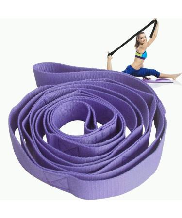 MJIYA Yoga Stretch Exercise Strap with 10 Flexible Loops Thicken Exercise Band Gravity Fitness Stretching Strap Physical Therapist Recommended Exercises and Pilates Workouts Purple