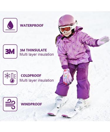 QKURT Children's Skiing Gloves | Thick Warm Winter Gloves for Ages 2-13 | Windproof Snow-Feds | Cold Weather Gear in Violet - Buy Online on GoSupps.com