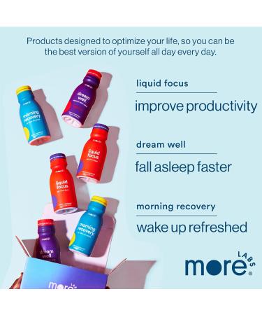 More Labs Liquid Focus Nootropic Smart Drink with Powerful Antioxidants & Adaptogenic Herbs for Energy and Concentration 150mg Caffeine (Pack of 6) Berry 3.4 Fl Oz (Pack of 6) - Buy Online on GoSupps.com