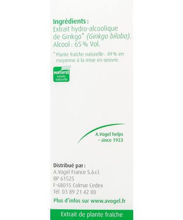 A.VOGEL - Food supplement Memory and circulation - Promotes memory cerebral circulation and increases cognitive capacity - 100% Organic fresh Ginkgo extract - Brain and memory - 50 ml - Buy Online on GoSupps.com