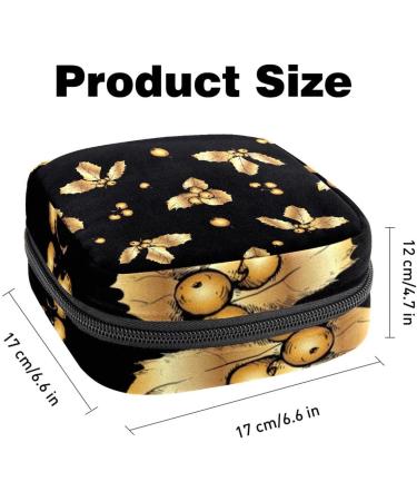 MUOOUM Sanitary Napkin Storage Bag - Golden Christmas Holly Berry Design - Menstrual Cup Pouch - Portable Menstrual Pads Storage Bag - Feminine Menstruation First Period Bag for Teen Girls & Women - Buy Online on GoSupps.com