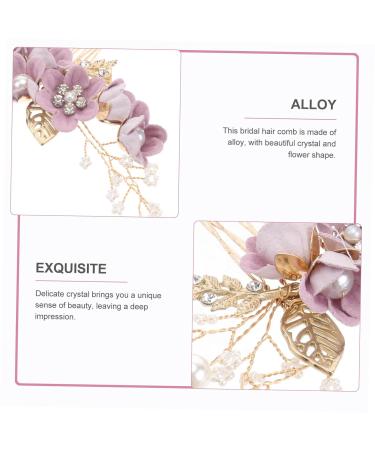 Minkissy Rhinestone Hair Jewelry for Women | Floral Pattern Wedding Hair Comb | Violet Metal Bride Accessory - Buy Online on GoSupps.com